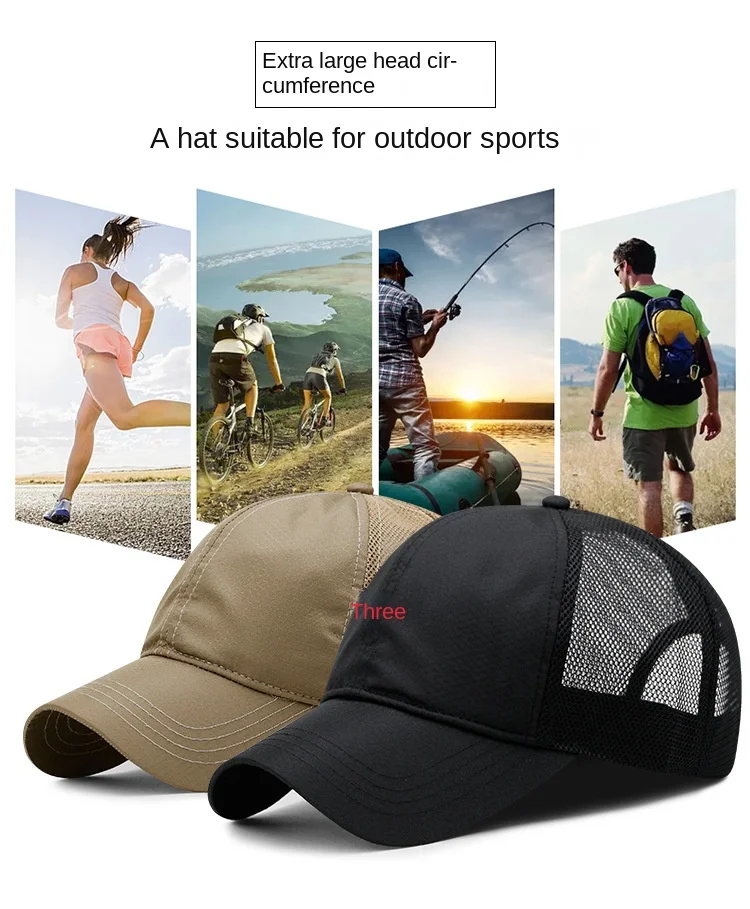 Großen Kopf Mann Plus Größe Baseball Kappe Männer Sommer Dünnen Stoff Mesh Sonnenhut Männliche Snapback Hüte M 55-60cm L 60-65cm gorras hombre – Detail 2