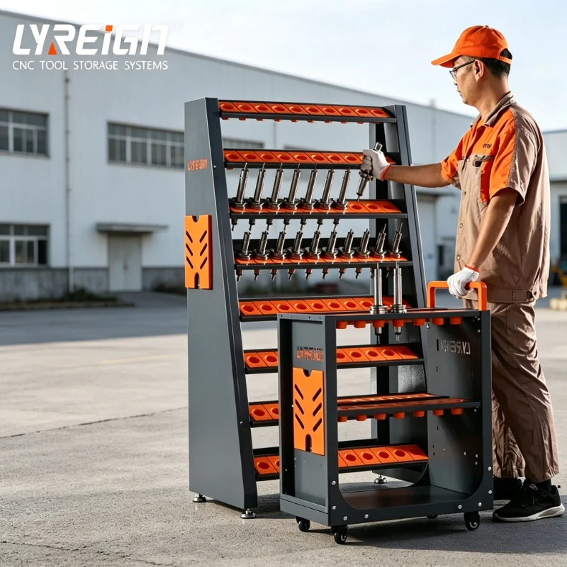 LYREIGN DJ103LC Workshop Garage Metal Storage Cabinet Trolley Cart, BT40 Compatible