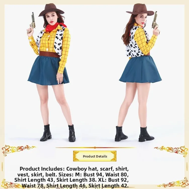 أزياء الهالوين للزوجين زي رعاة البقر الغربي النسخة النسائية لعبة S Woody مرحلة الأداء الاسمية موضوع Dr Code #2