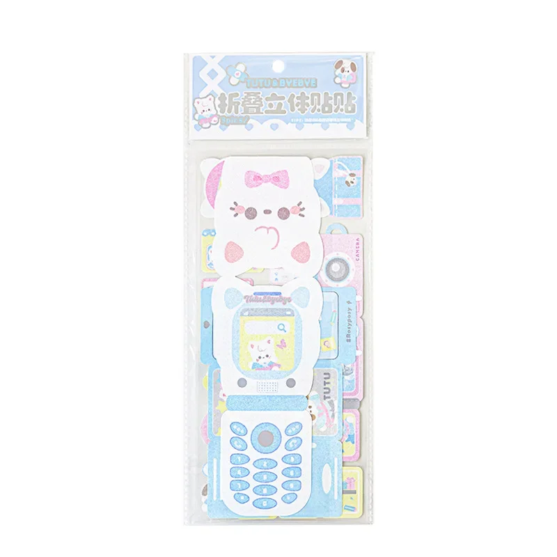 3 Sheet Kawaii Cartoon Phone Sticker for Kids Boy Girl Retro Cute Japanese Scrapbook Journal Decal DIY Decor Phone Cae Sticker