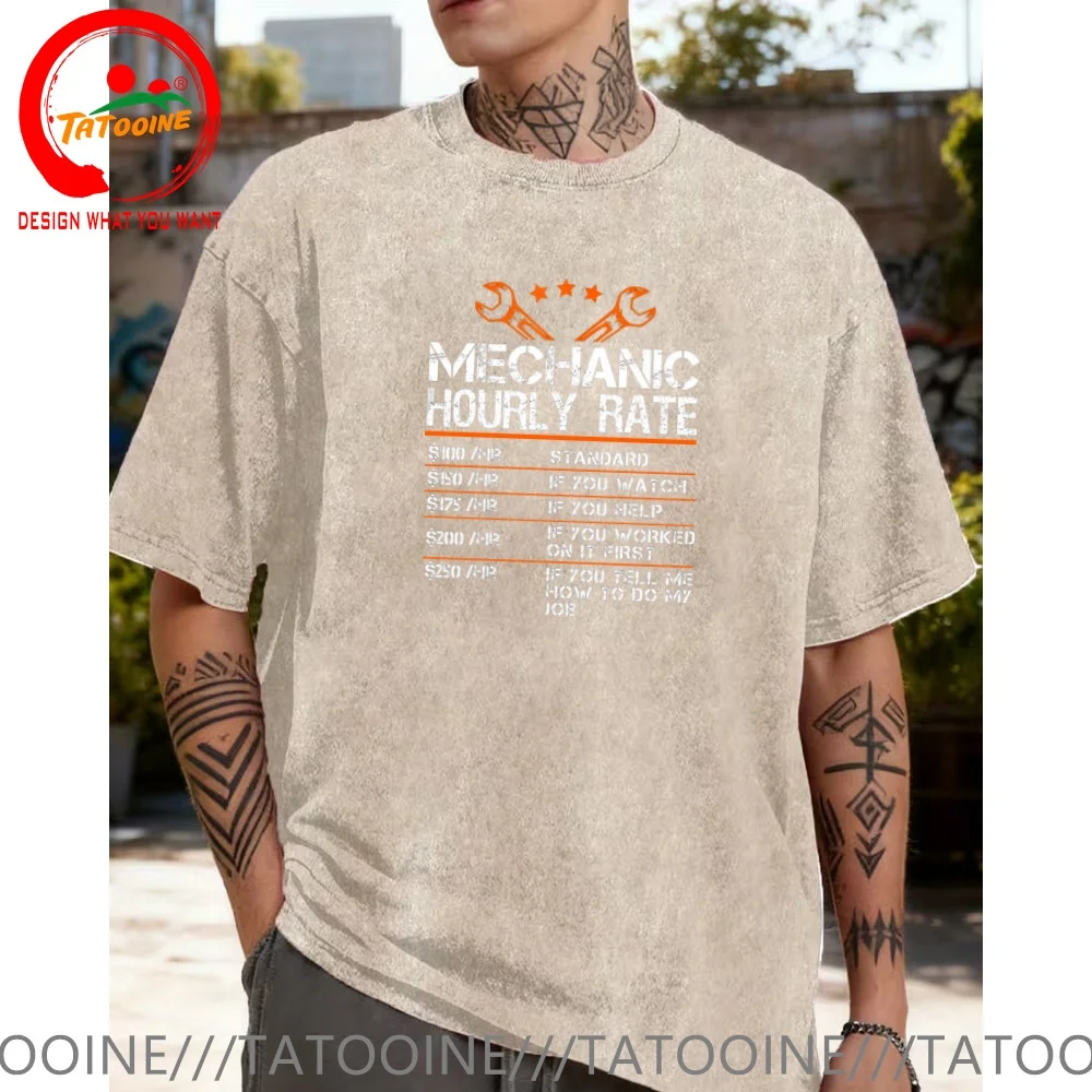 Vintage Washed Cotton T-Shirt Funny Designer Mechanic Hourly Rate - Mechanic Hourly Rate - Baseball  T Shirt Men Fashion Trendy