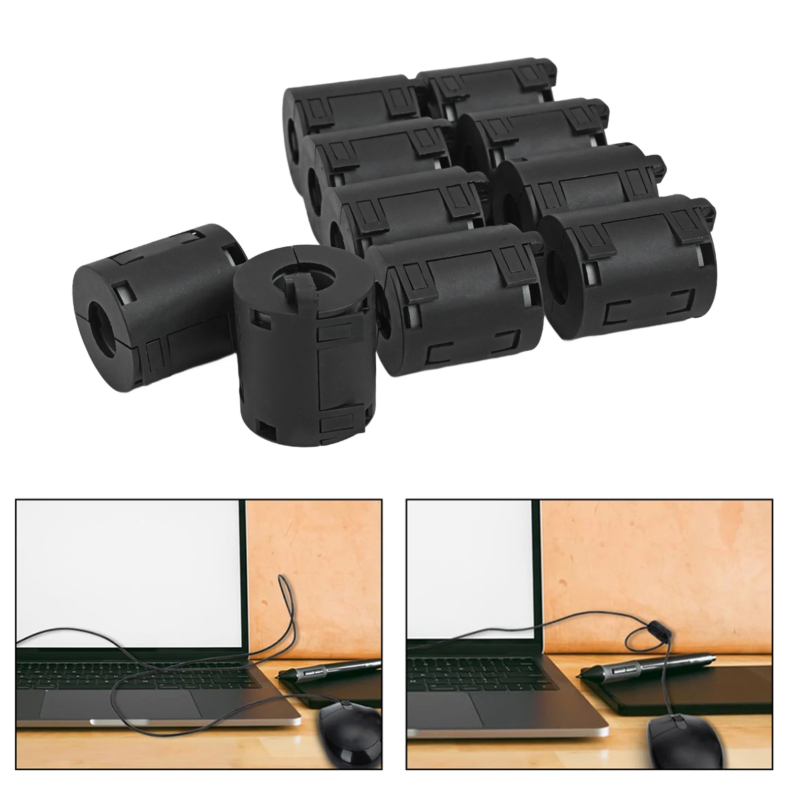

Double Snap Cable Clips Installation Tool Ferrite Ring Cores Robust Plastic Shell Versatile Applications For Cables