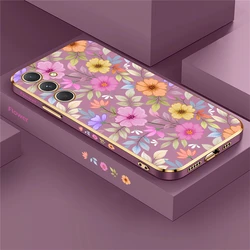 A05 Plating Flower Phone Case For Samsung Galaxy A54 A53 A52 A34 A33 A23 A13 A04E A14 A22 A72 A73 Shockproof Silicone Cover