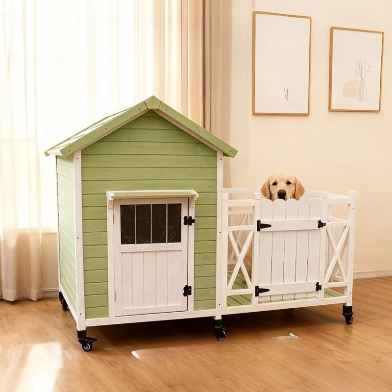 

Dog house Outdoor waterproof large dog kennel, solid wood kennel dog villa