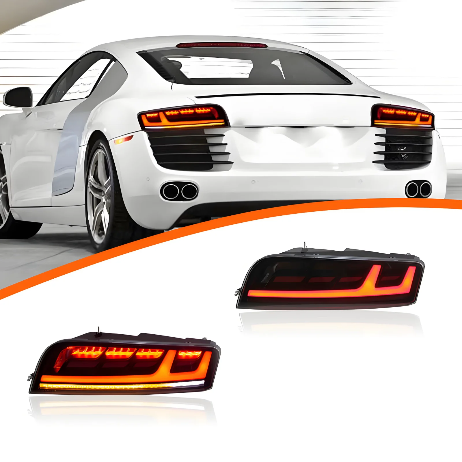 

Smoked Lens + Red LED Bars Sequential Taillights VANTA DESIGN Left+Right For Audi R8 2007-2016