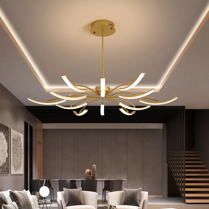 

Nordic Golden Flower Chandelier Living Room Bedroom Hall Pendant Lamp Home Decoration Luminaires Interior Lighting Fixture