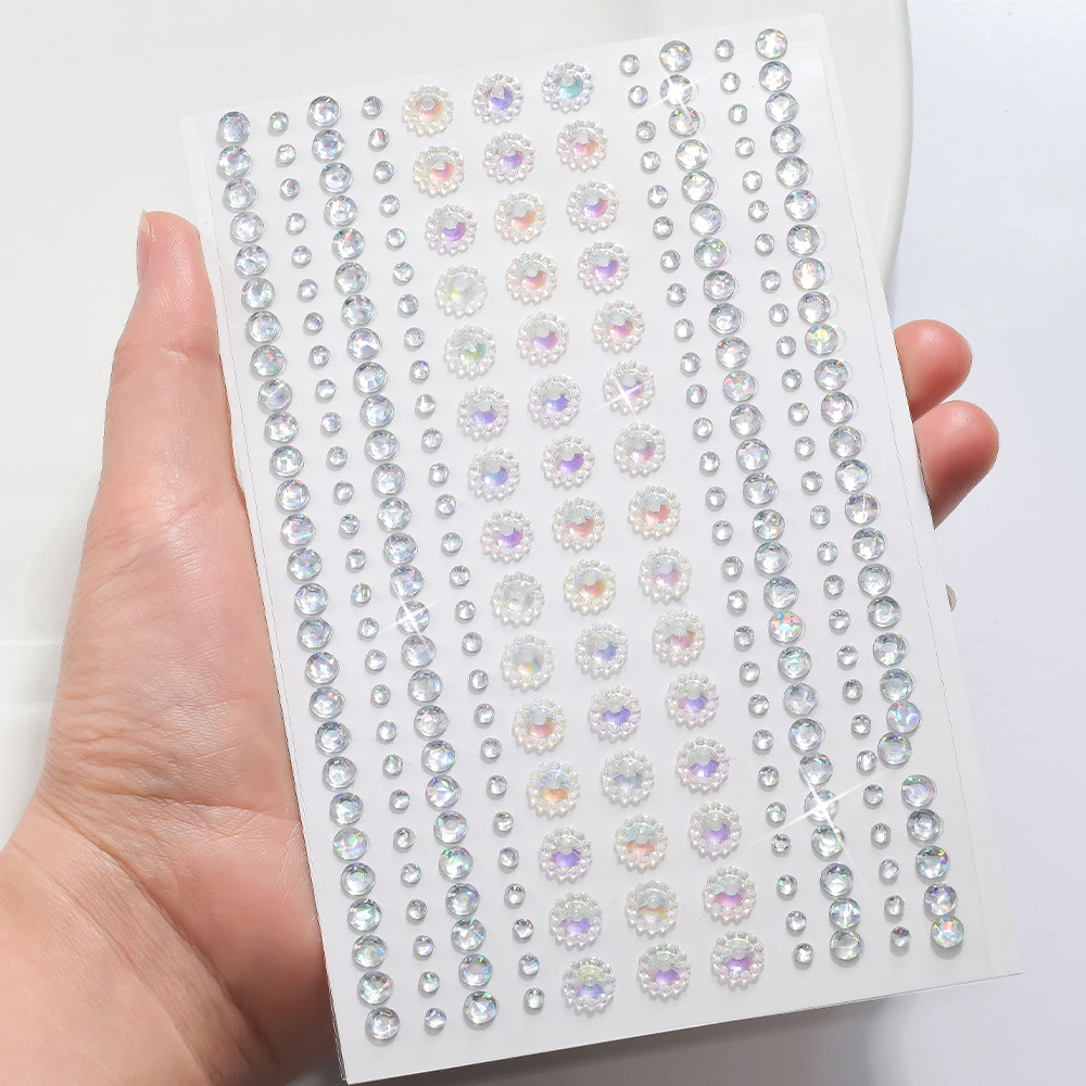 1Pcs 3D Iridescent Sunflower Face Rhinestones Stickers Sparkling Stereo Jewels Self-Adhesive Tattoo for DIY Party Eye&Body Decor view 4