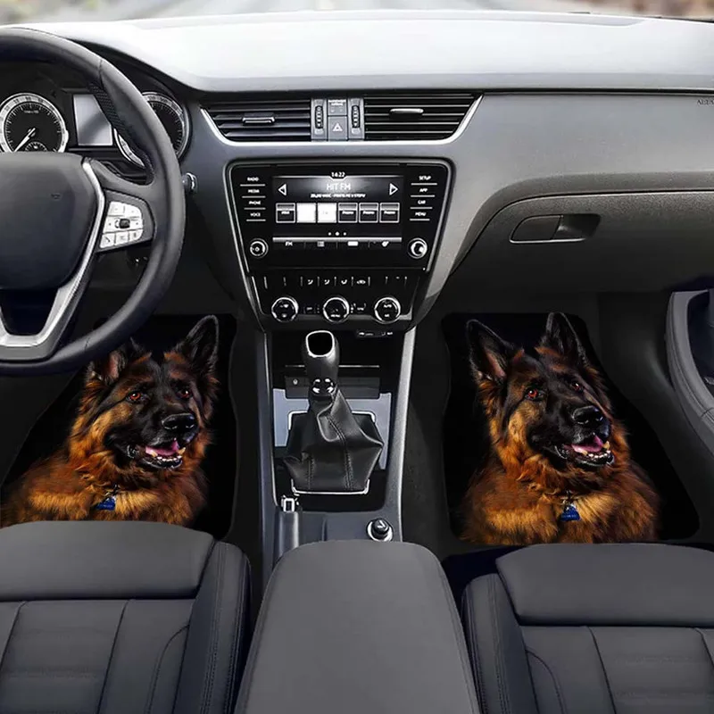 4Pcs Car Floor Mat, German Shepherd Dog Print, Ideal For Dog Owners