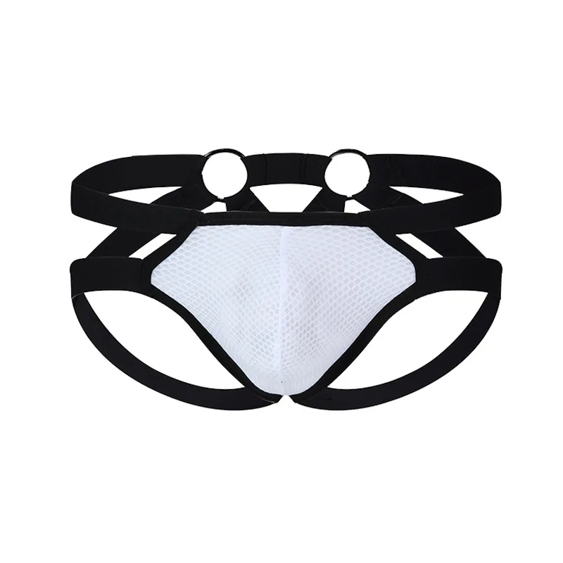 Men's Mesh Crotch Jockstrap, Low-Rise Dual Strap U-Pouch Underwear Gays Erotic Open Buttocks Underpants Homme Sexy Daily Knicker