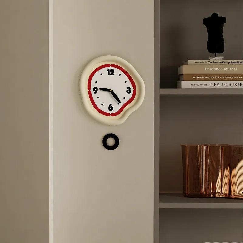 Family Cute Cream Modern Minimalist Clock Pendulum Wall Clock