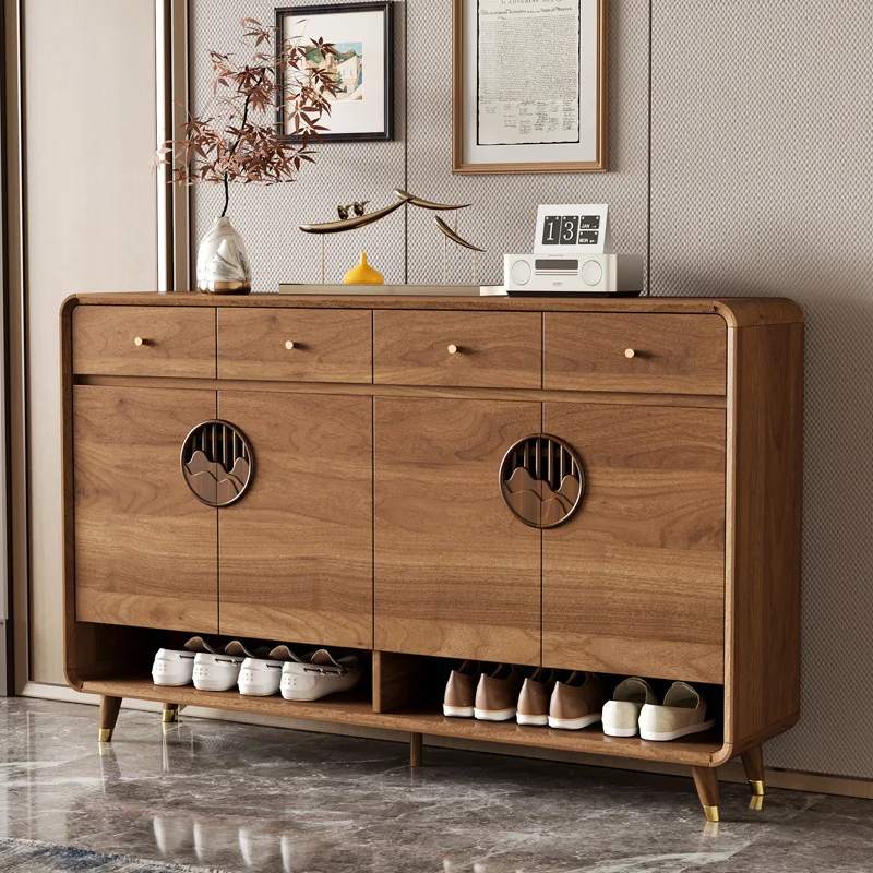 Shoe cabinet household entrance solid wood legs large capacity home Chinese entrance balcony storage modern simple foyer cabinet