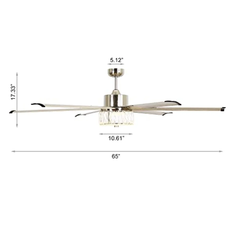 65 Inch Large Ceiling Fan with Integrated LED Light and Remote Control for Outdoor Use in Patios High-Capacity Air Circulation