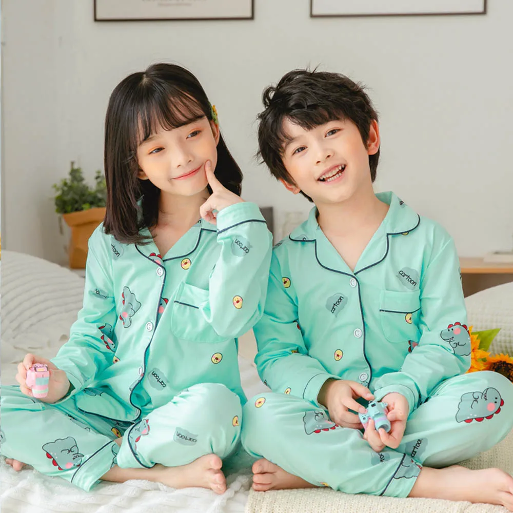 Spring Autumn Casual Homewear Pajamas for Girls Children Nightwear Korean Style Clothing Sets for Kids Pijamas Boys Sleepwear