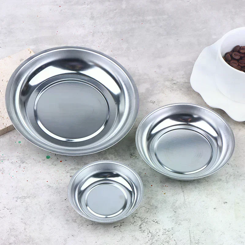 

Stainless Steel Magnetic Tray Circular Magnetic Parts Bowl Screws Sockets Storage Tray For Auto Suction Pad Tools