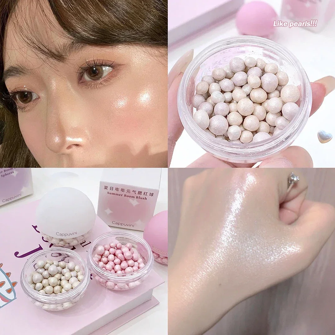 Pearly Highlighter Blush Powder Ball Clear Face Body Highgloss Glitter Highlight Natural Brightening 3D Shimmer Contouring Blush