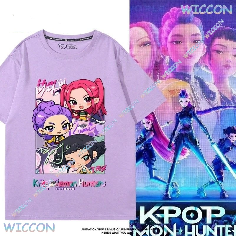 

Leisure Girl Dinner Jinu Kpop Rumi Demon Mair Hunters Zoey Villain T-Shirt Men O Neck Cotton T Shirts Short Sleeve Tees Kid Size