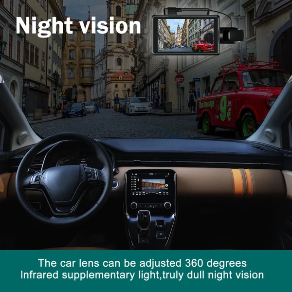 New Dual 1080P Lens Car DVR Dash Cam Video Recorder Front and Inside Camera Dash Cam Night Parking Monitoring Recorder