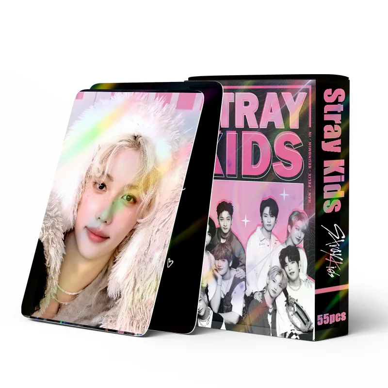 

Оптовая продажа 55 голографических карт SKZOO Stray Kids, альбомные карты KPOP, звездные товары, карты ЛОМО, подарок на Новый год