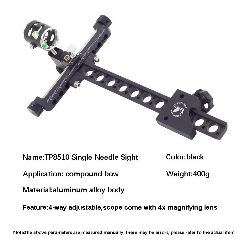 

TP8510 Single Needle Sight 4x Lens Long Rod Archery Compound Bow sight Competitive Sight Archery hunting shooting accessory