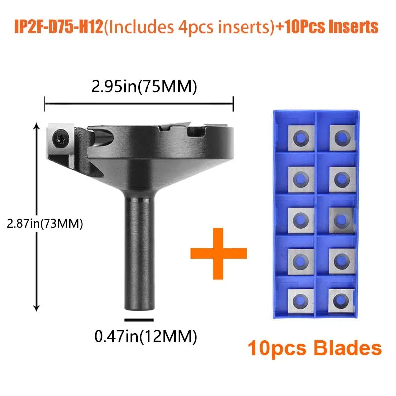 Dreanique 2-fluit houtschaafmachine 75 mm snijdiameter 12 schacht CNC spoilboard verharding tambour frees inzetstuk hardmetalen plaat