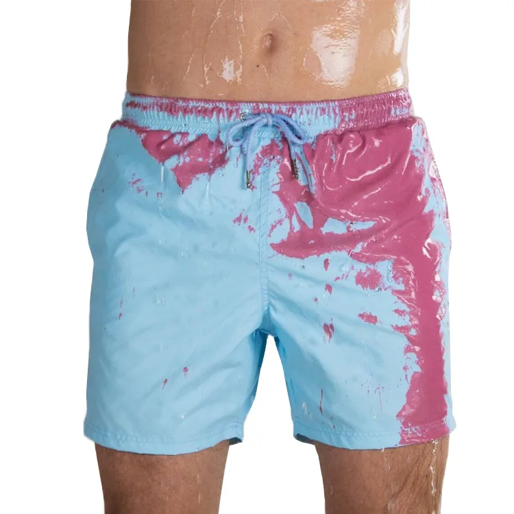 Nieuwe dikke kleurveranderende zwembroek heren groot formaat sneldrogende strandshorts temperatuurgevoelige zwemkleding plus UV-bescherming