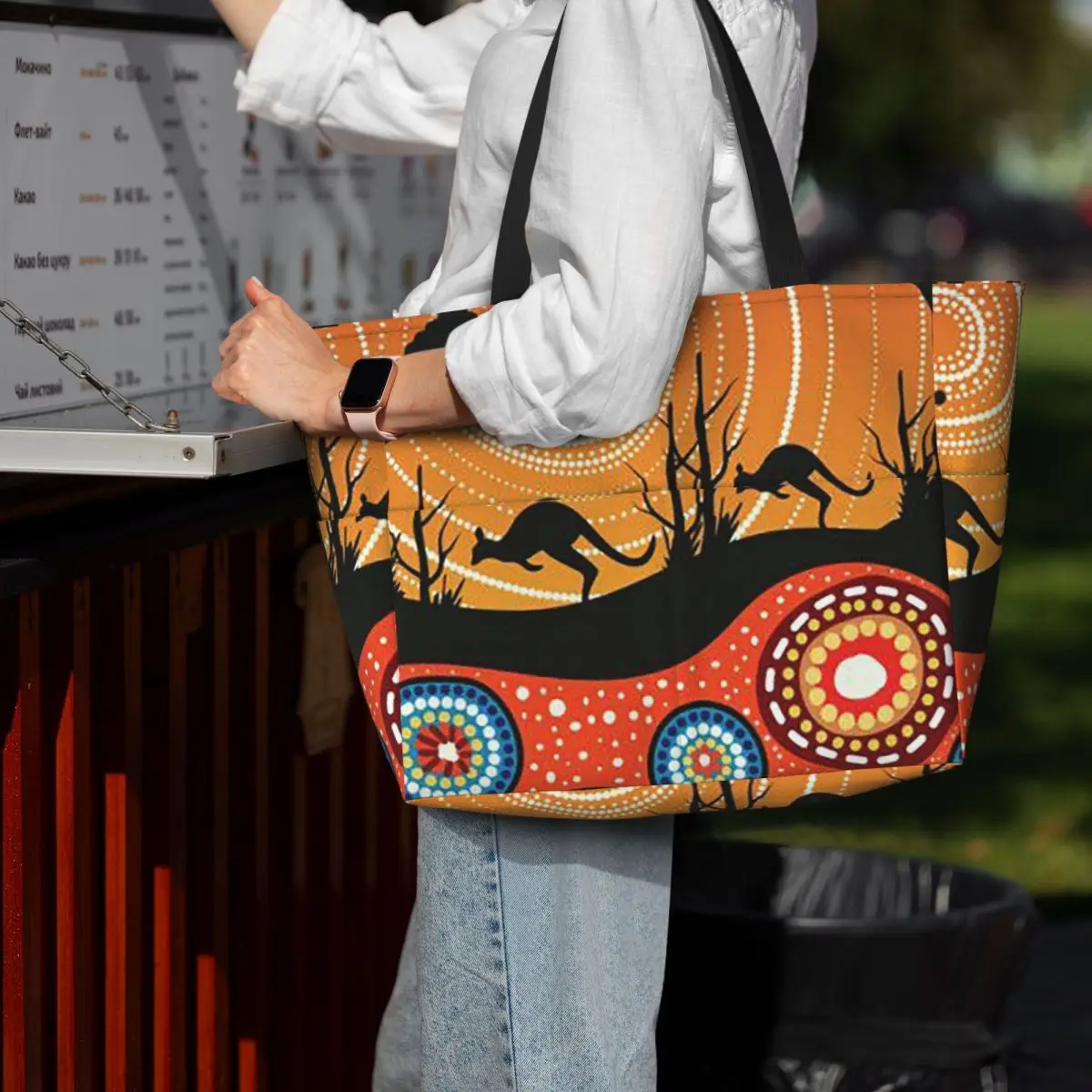Aboriginal Kangaroo Beach Tote Bag Sport Gym Yoga Duffle Large Tote Bag Women Travel Bag Fitness bag