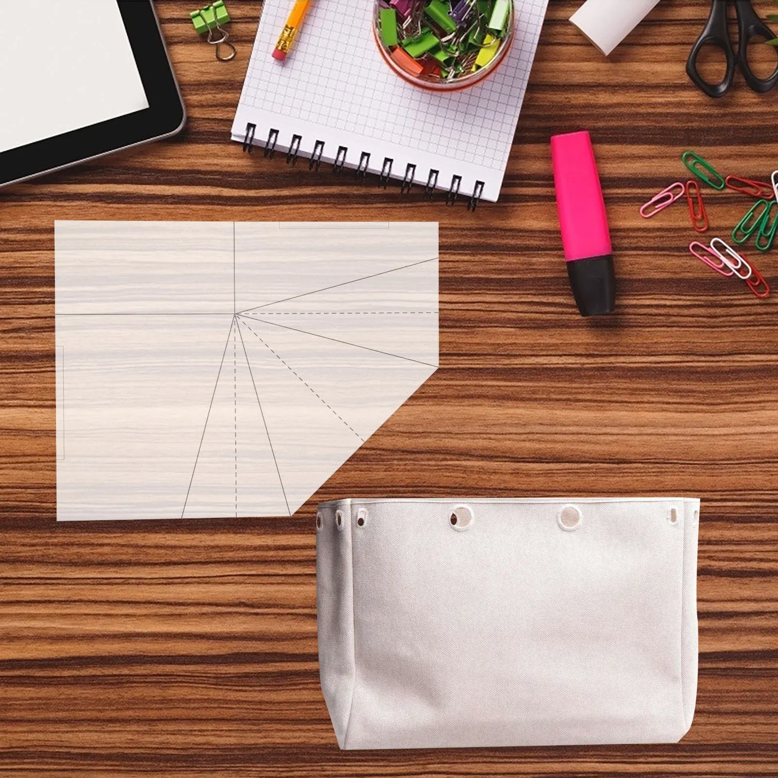 سلة طعام قابلة للطي قالب خياطة مسطرة أكريليك قابلة لإعادة الاستخدام لمشاريع الحرف اليدوية ذاتية الصنع حقائب حمل أكياس الغداء للنزهة #4