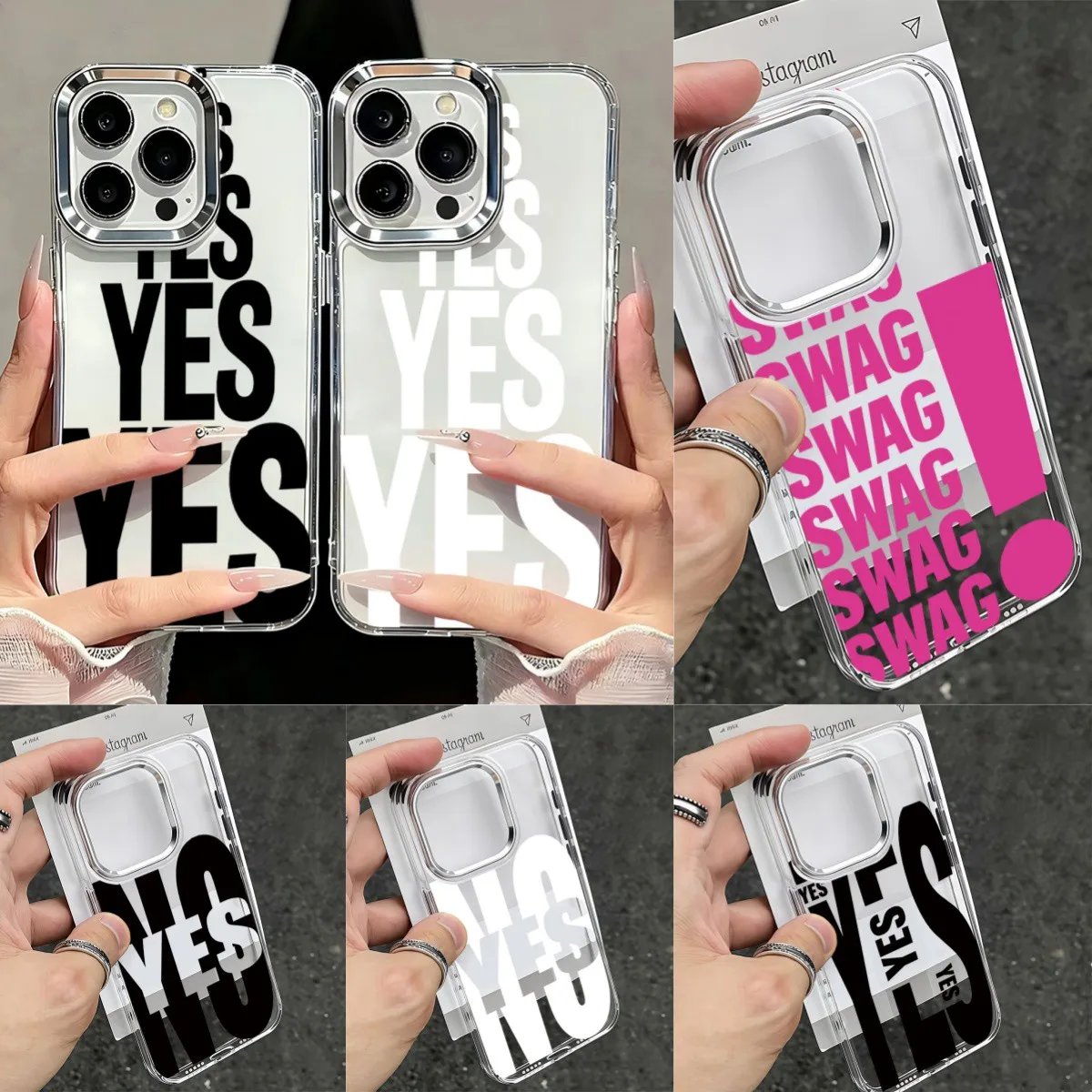 HOT Letter Yes And NO SWAG Phone Case for Samsung Galaxy S26 S25 S24 S23 Note20 FE Ultra Edge Plus 5G Transparent Soft Cover