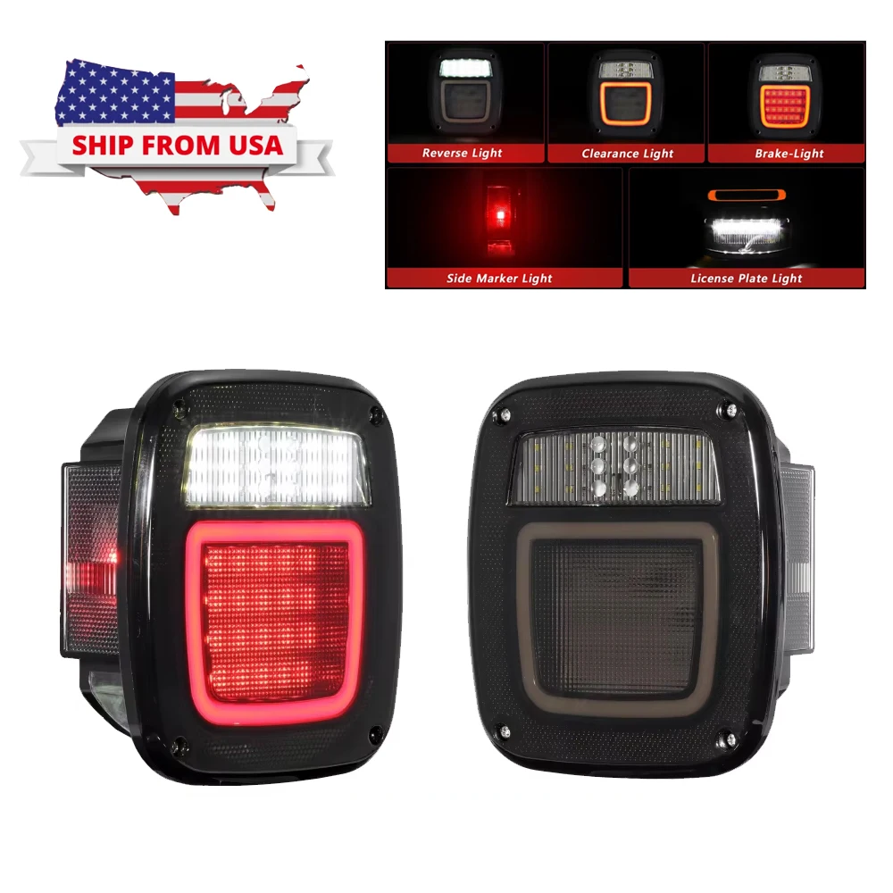 

For Jeep Wrangler CJ, TJ, YJ, JK Trailer Van LED Tail Lights Stop Brake Reversing Lamp Side Marker Clearance License Plate Lamp