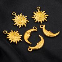 10pcs Stainless Steel No Fade Classic Sun Moon Charms DIY Handmade Necklace Bracelet Craft Jewelry Making Accessories Wholesale