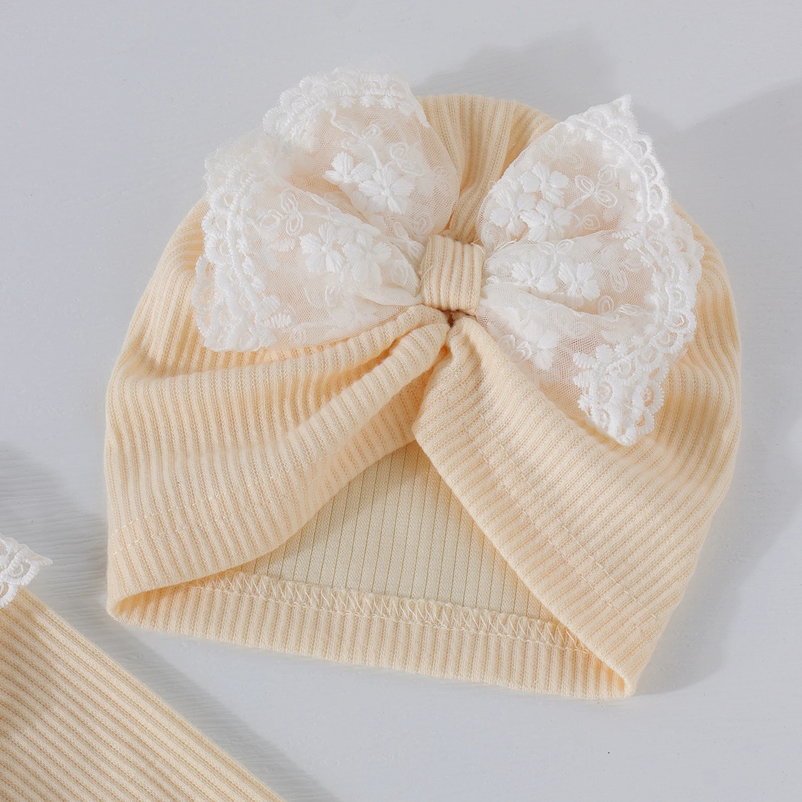 2PCS Autumn New Style 0-1 Year Old Girl Baby Sweet And Cute Multi-Color Lace Collar Long-Sleeved Jumpsuit + Bow Hat