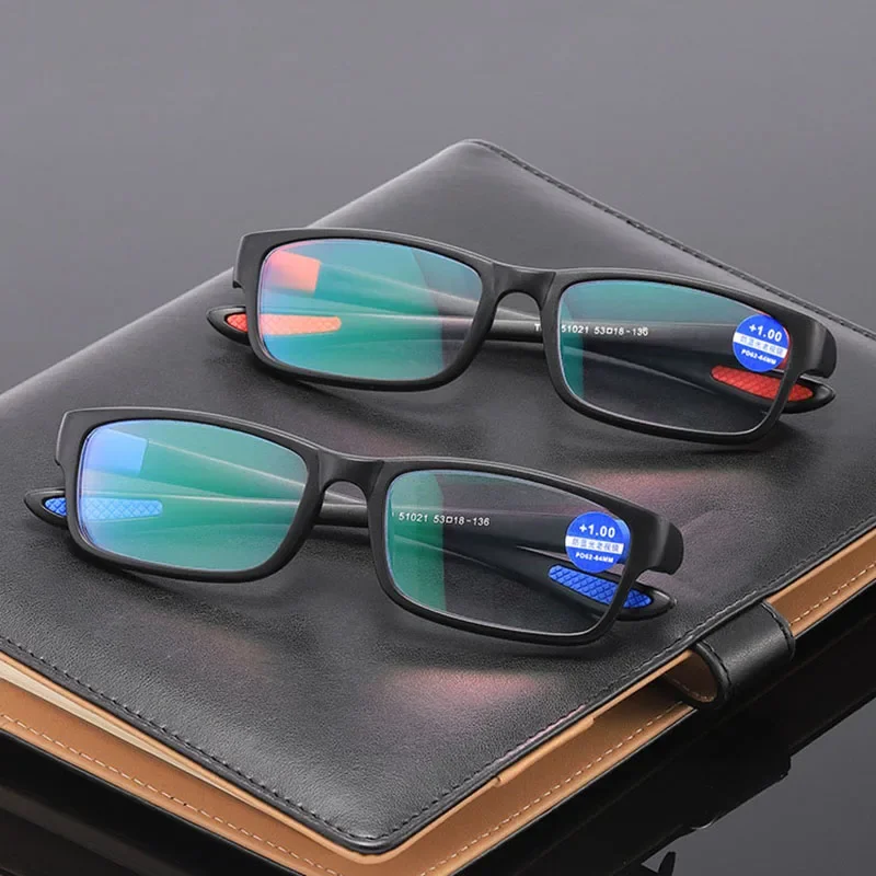 Reading Glasses For Men Women Sports Anti-blue Light Reading Eyewear Black Red TR90 Frame Presbyopia Eyeglasses +100 to+400