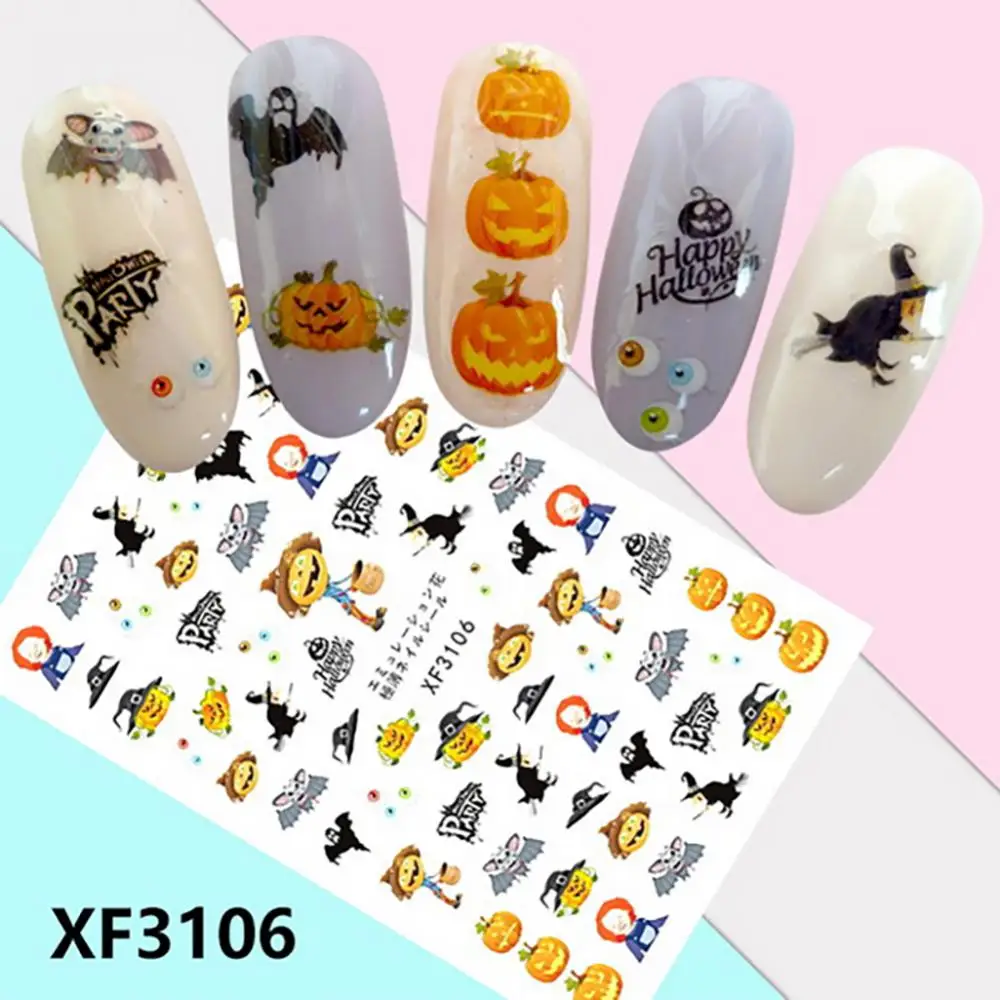 Long-lasting Nail Wraps Easy To Apply 12-piece Set Suitable For Halloween Costumes Vibrant Designs Back Glue Festive Nail Art