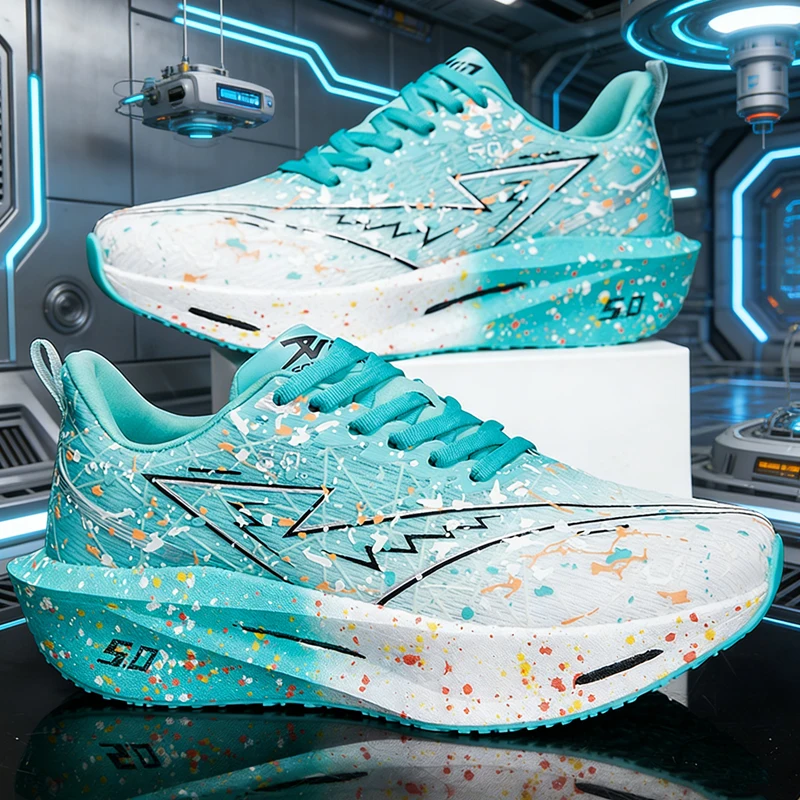 Running Shoes Men Marathon Carbon Plate Air Cushion Sports Breathable Lightweight Women's Comfortable Athletic Nonskid Sneakers
