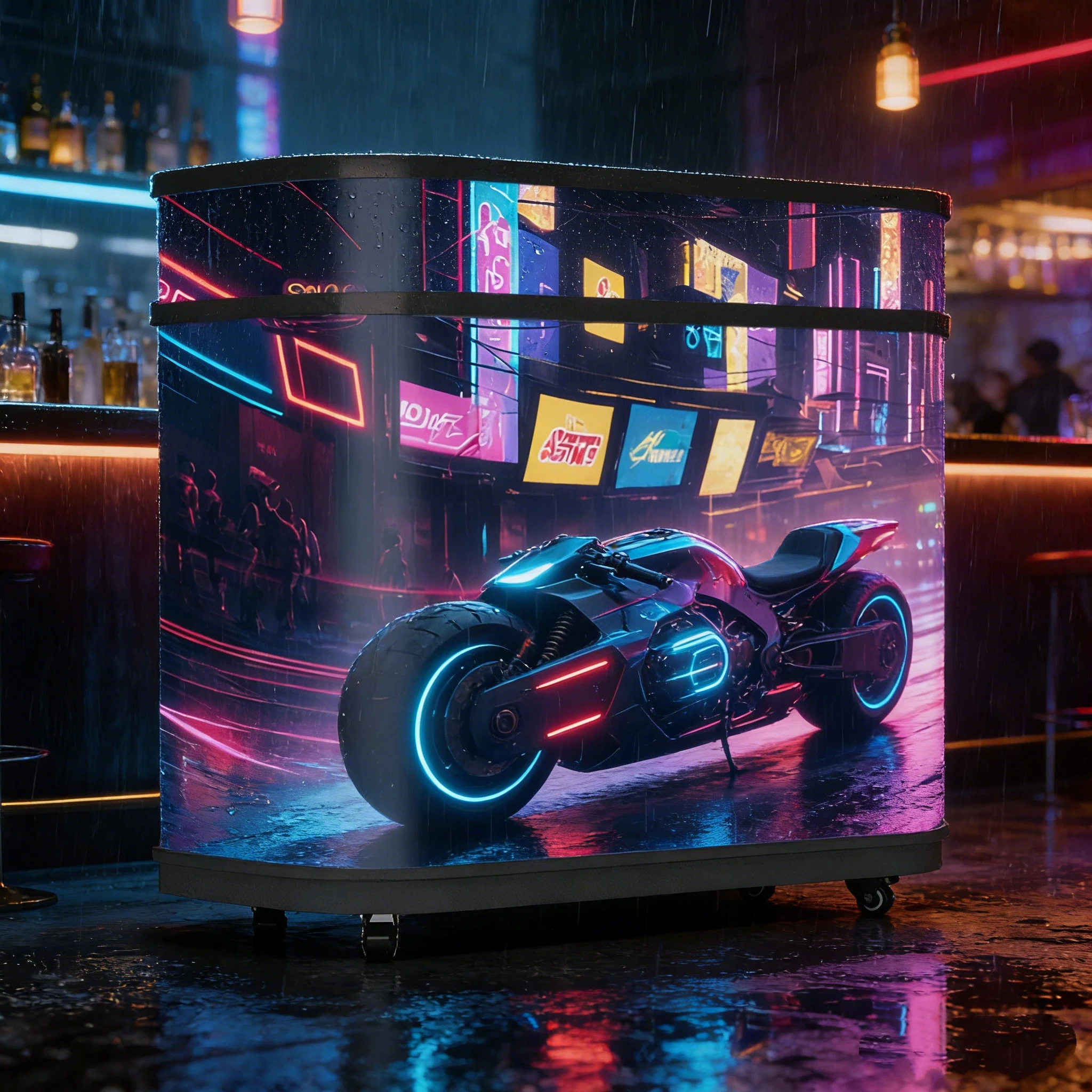 GOLDENANT P1.8 Customized LED DJ Counter Mobile Bar Reception Desk Curved Exhibition Table Video Display 5 Years Warranty