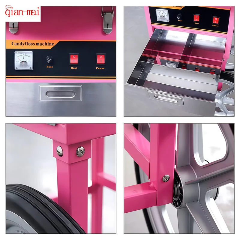 Máquina profesional totalmente automática de algodón de azúcar, armario individual eléctrico, carrito comercial para niños, nuevo, 110V