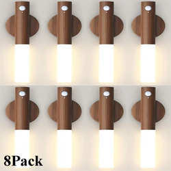 8Pack LED Motion Sensor Night Light Magnetic Wall Light Rechargeable Wall Sconce Peel and Stick Sconce Lights for Bedside Stair