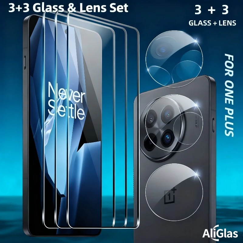 3Pack Tempered Glass Screen Protector With 3Pcs Camera Lens Protectors for OnePlus 15 13 12R 12 11R 10 9 Pro Glass Film