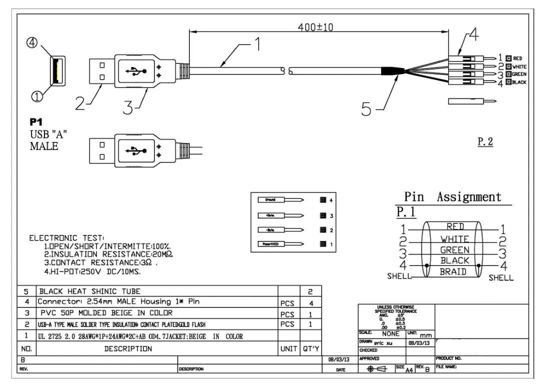 USB ذكر إلى 2.54 مللي متر الإسكان ذكر 1P كابل واحد USB ذكر إلى دوبونت كابل USB ذكر تحويل كابل 40 سنتيمتر