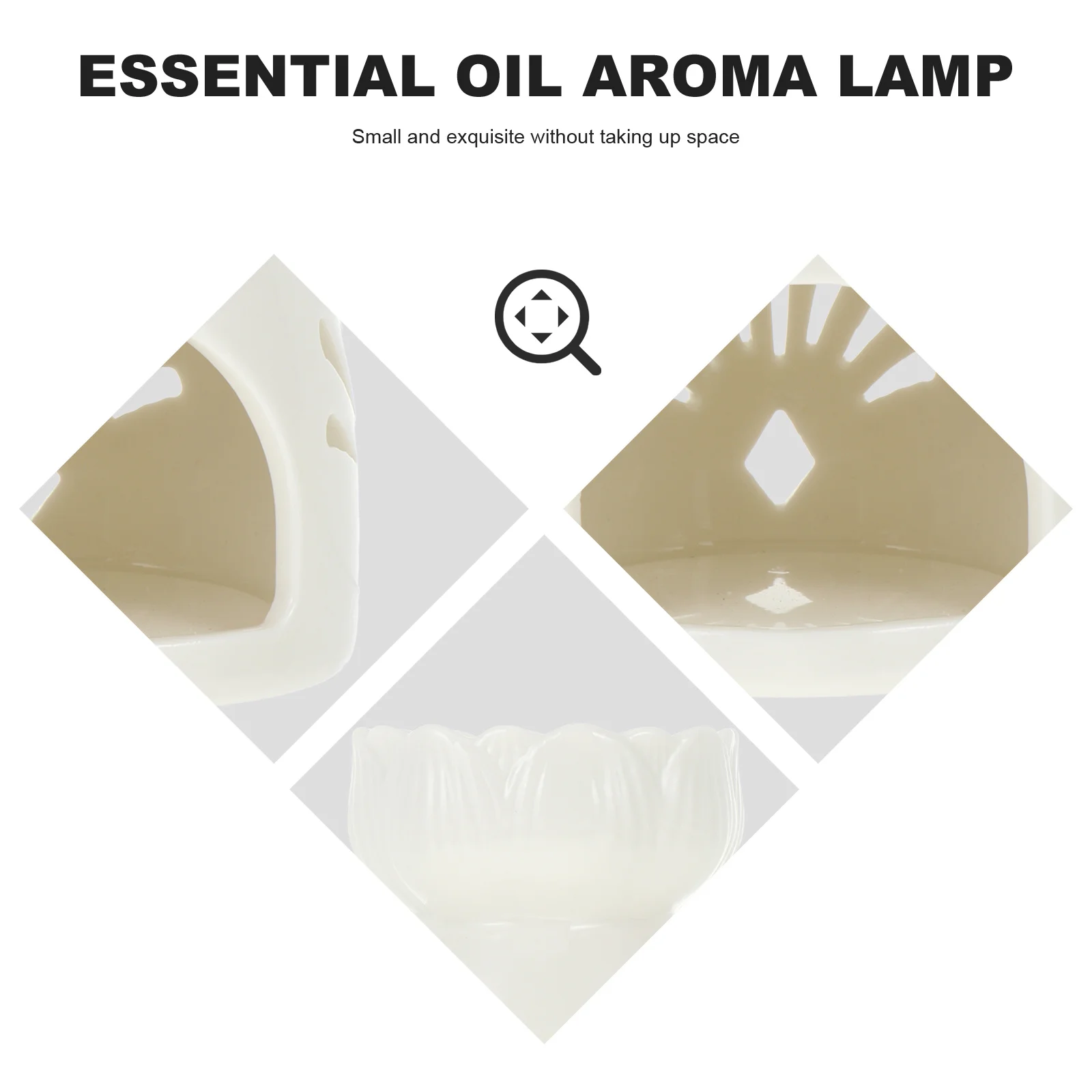 

1Pcs Ceramic Aromatherapy Burner Compact Essential Oil Lamp for Bedroom Living Room Office Home Decor Fan Shape Style