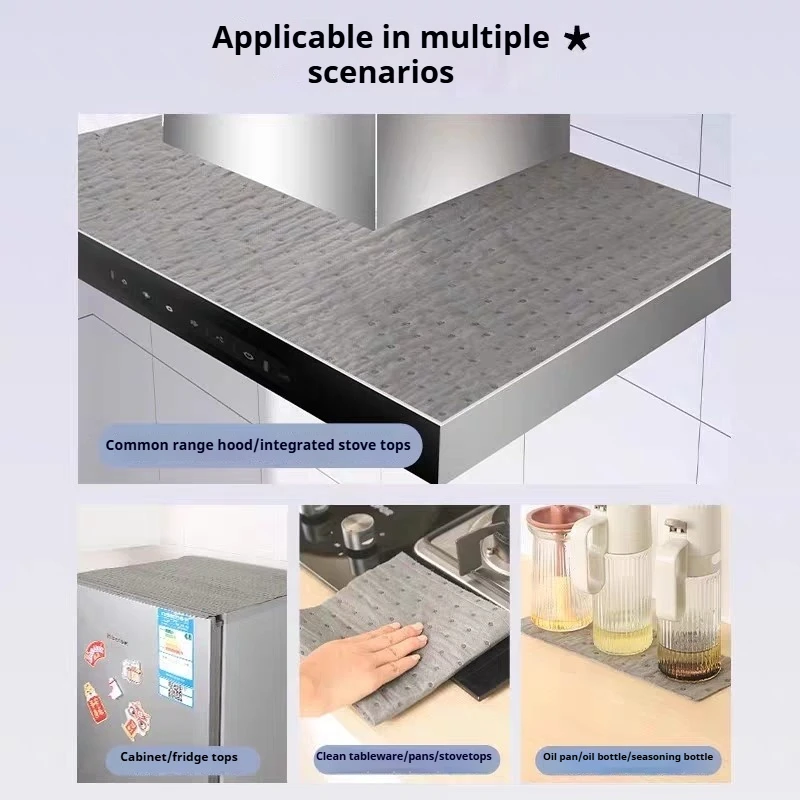 

Kitchen Cabinet Protector Mat, No-Cut Universal Grease Guard, Thick Oil Proof Pad for Range Hood