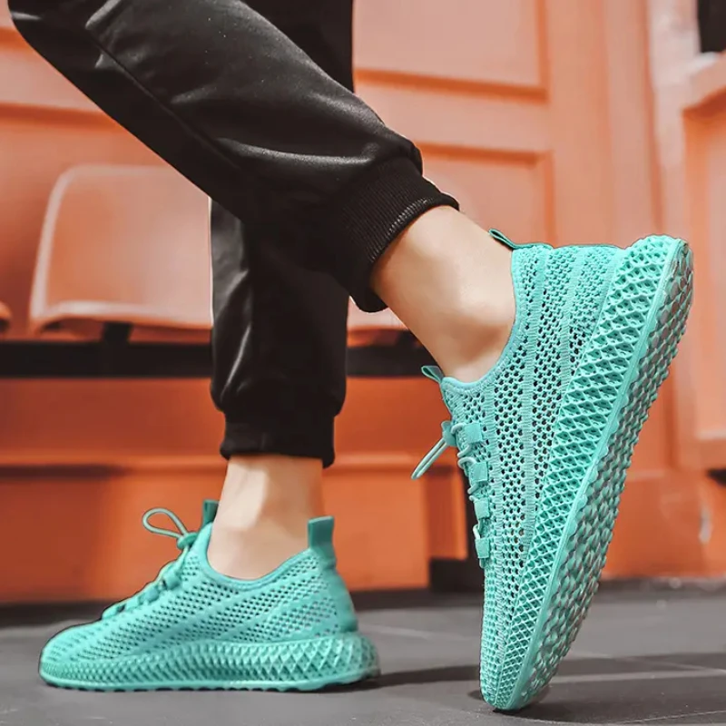 Men\'s Mesh Sports Shoes Casual Mesh Lightweight Breathable Sneakers Summer Round Toe Solid Colour Comfort Trainers