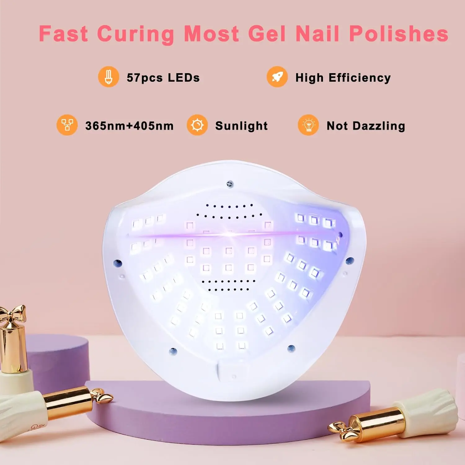 Lâmpada profissional do prego do diodo emissor de luz para o salão, luz UV para unhas do gel, secador automático do prego do sensor, 4 temporizadores, 57 LEDs, 268W