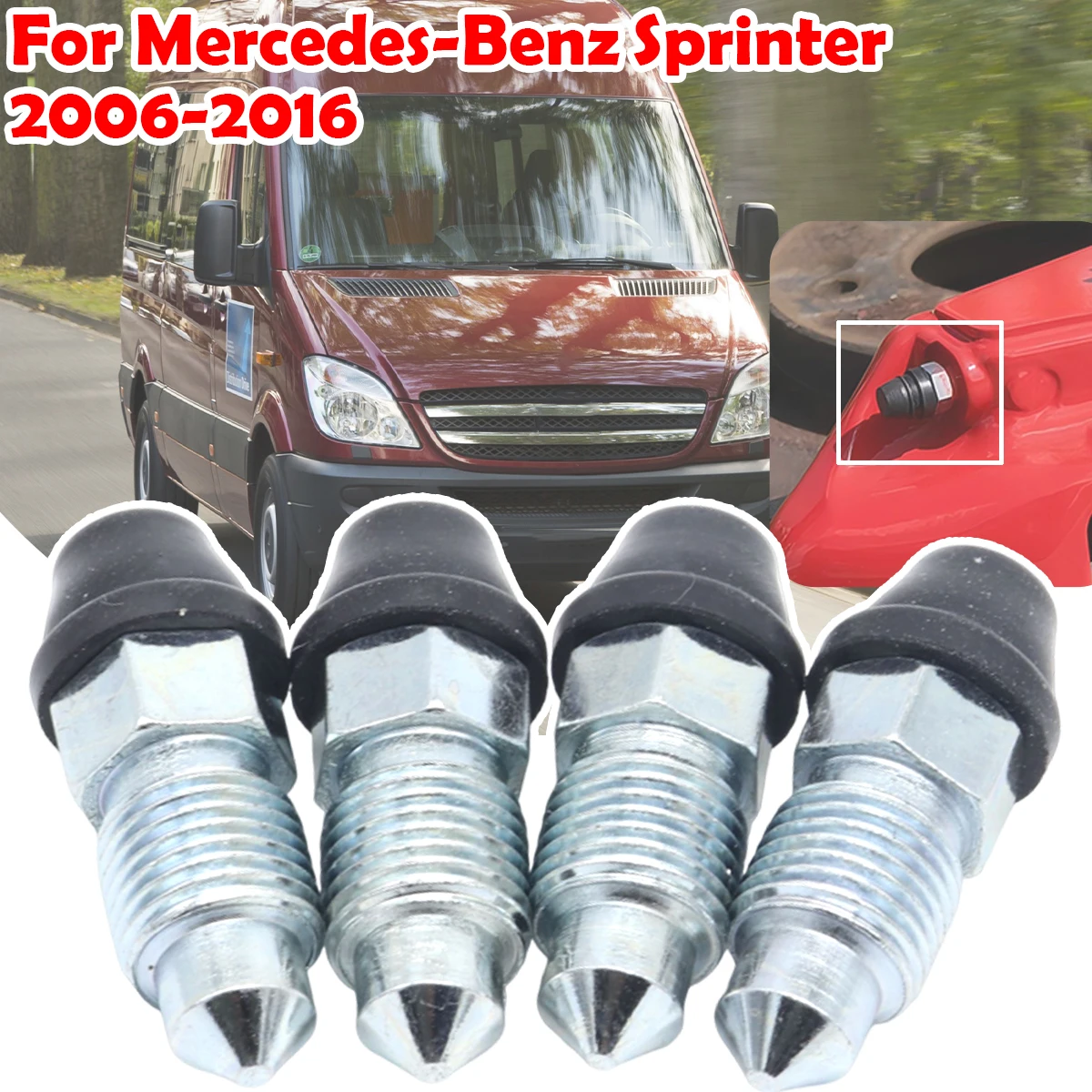 

Front Rear Bleeder Valves and Rubber Dust Caps Left Right Caliper Bleed Nipple Screw Repair For Mercedes-Benz Sprinter 2006-2016