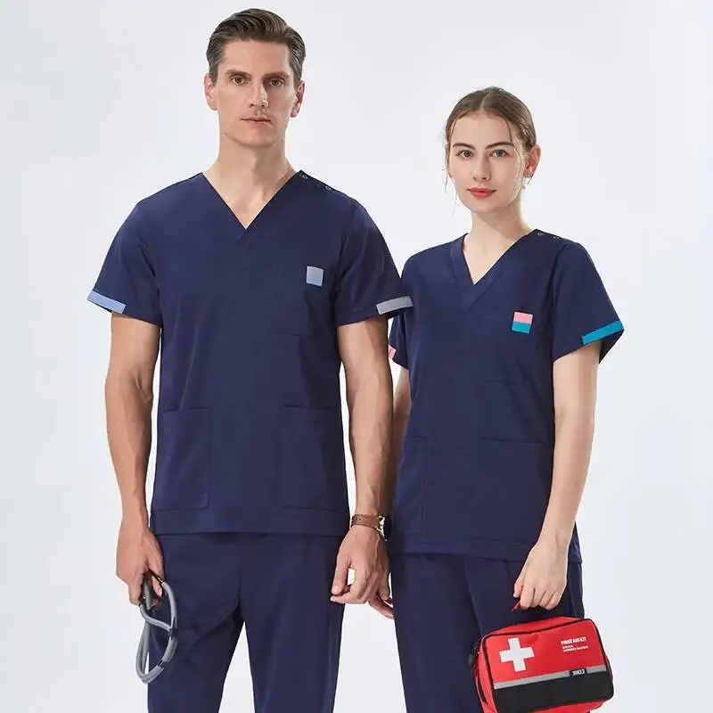 Jedwabiste męskie medyczne fartuchy chirurgiczne, uniform pielęgniarski, zestaw fartuchów sanitarnych dla kobiet, odzież robocza dla weterynarzy, estetyczny strój.