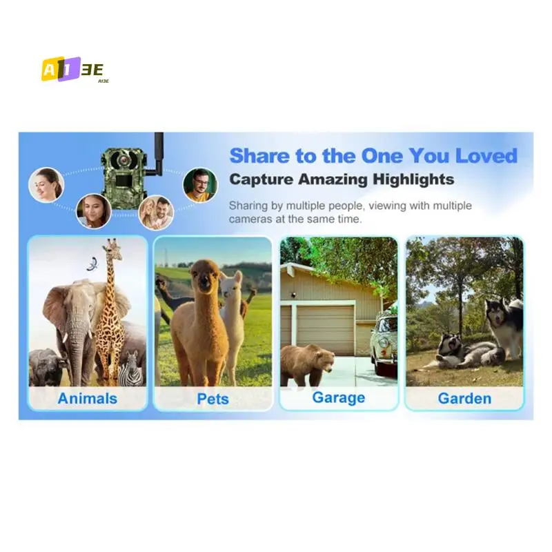 A13E-4G Sim Card LTE Cellular 4W Solar 7800Mah Battery Hunting Trail Motion Activated Night Vision 4MP IP66 Camera