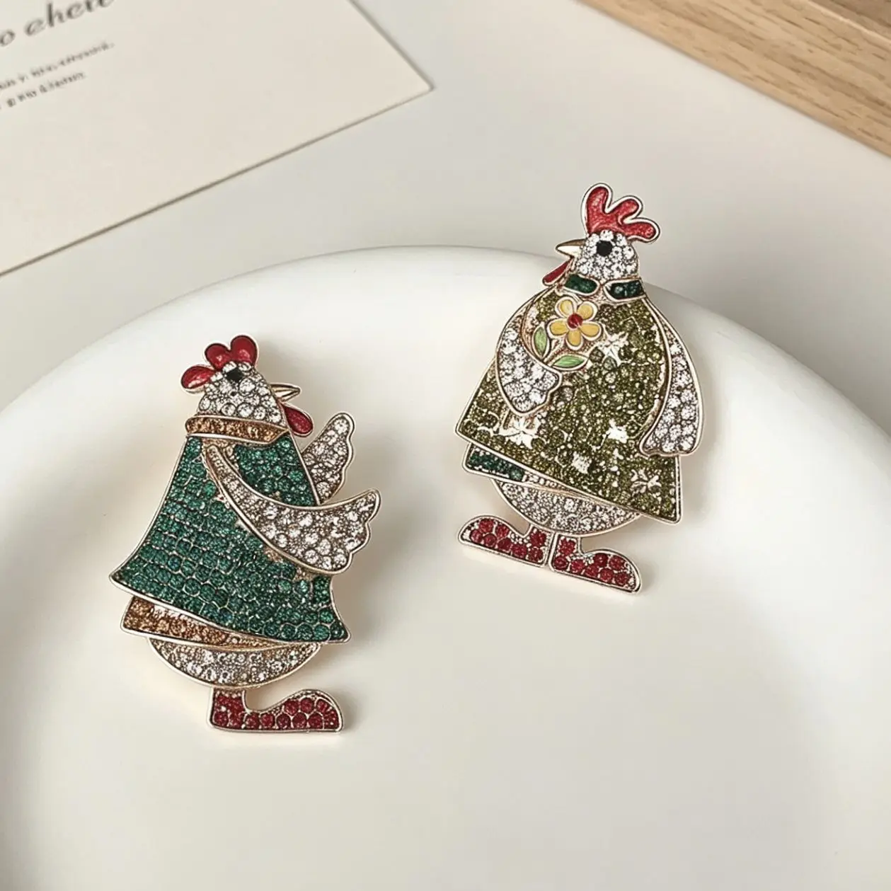 Morkopela Creative Brooches Rhinestone Cock Rooster Animal Brooch Pins For Women Jewelry Gift Bag Suit Accessory Alloy Badge