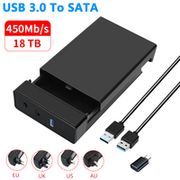 2.5 3. 5 inch SATA HDD ABS Enclosure USB3.0 External HD Case for Hard Drive Box up to 18TB SSD SATA Drive Reader hd externo