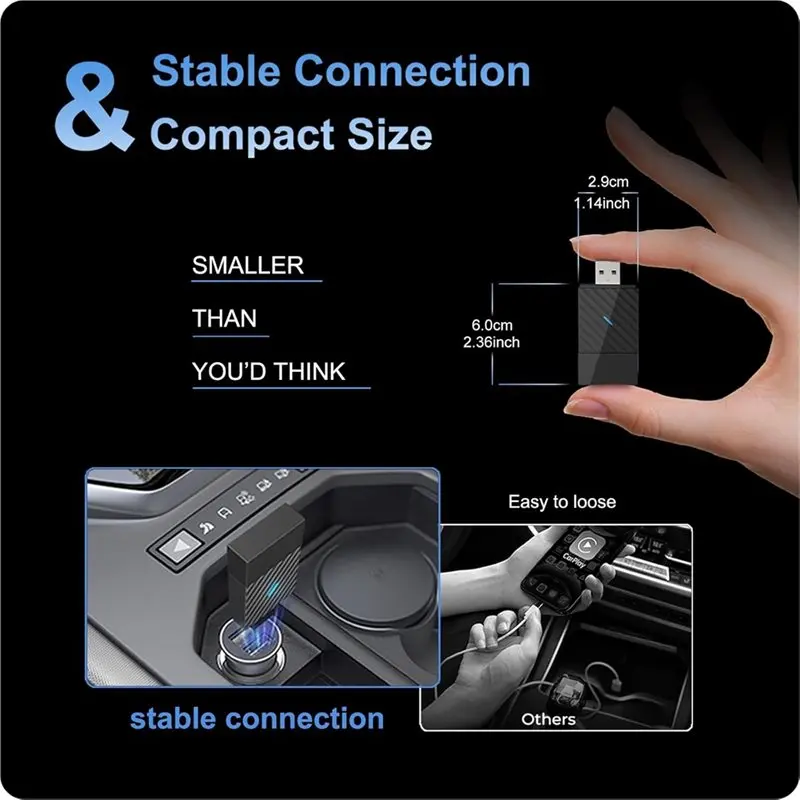 JABS-무선 카플레이 어댑터, 차량용 유선 카플레이용 USB A/타입 C, 플러그 앤 플레이 변환