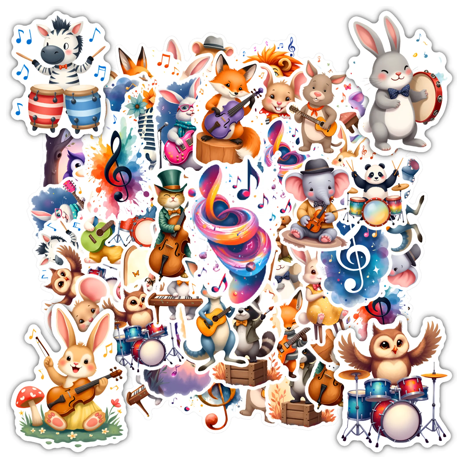 35pcs-50pcs Cute Cute Cartoon Stickers Cartoon Instruments  Stickers   Stickers For Laptop Motorcycle Luggage